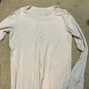 Pink Henley Long Sleeve Top